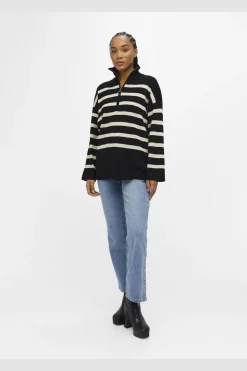 Outlet Object Objester L/S Knit Zip Pullover 4177786 Black Sandshell