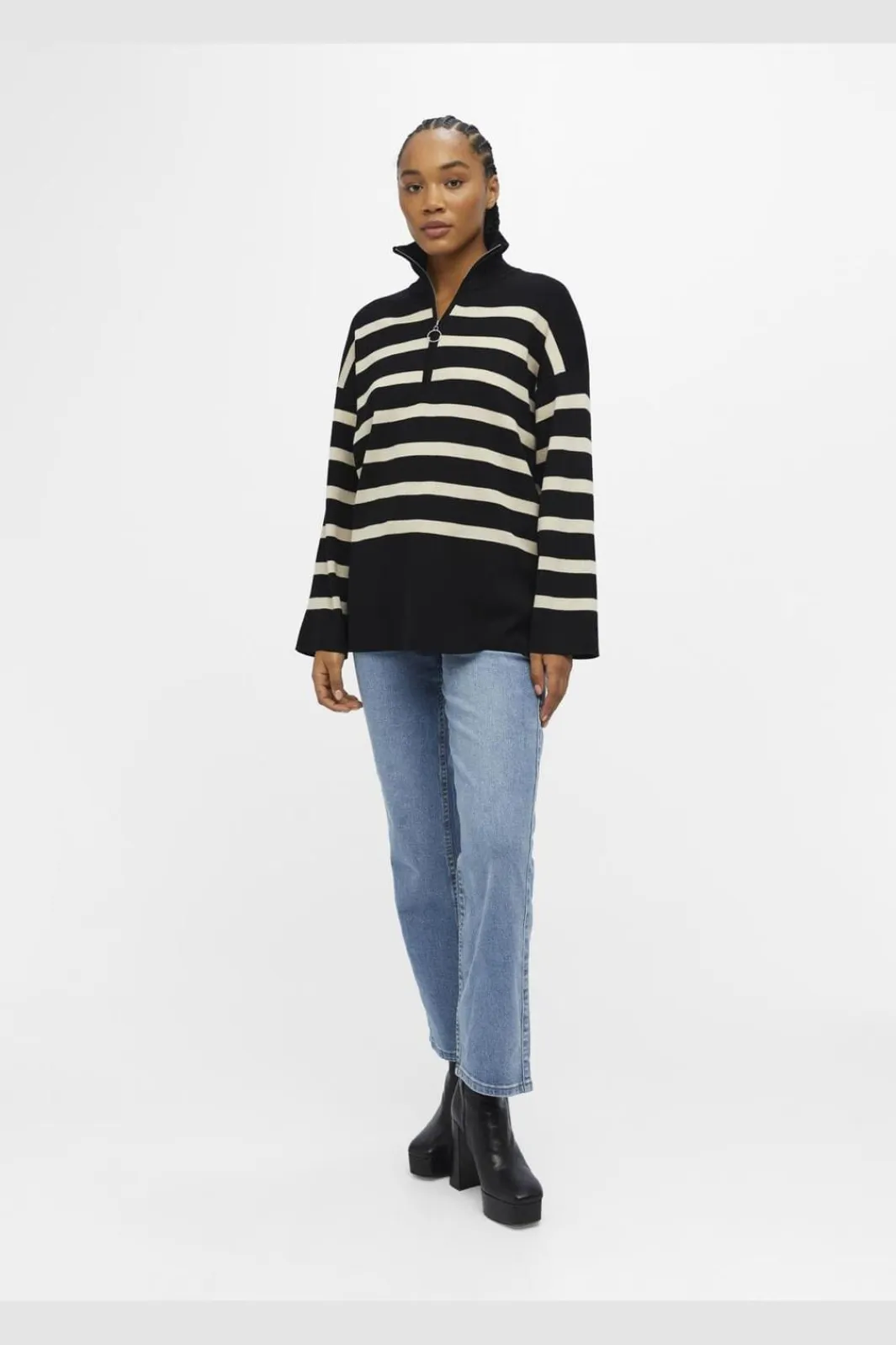 Outlet Object Objester L/S Knit Zip Pullover 4177786 Black Sandshell