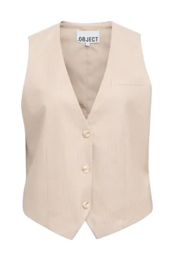 Best Object Objlisa Re Short Waistcoat 4925622 Sandshell Cloud Dancer