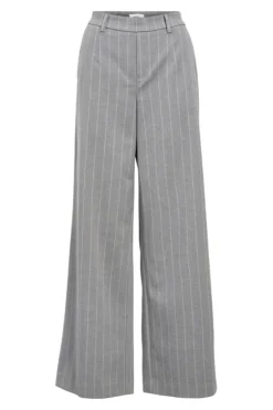 Best Object Objlisa Wide Pant 4800477 Medium Grey Melange Humus Pinstripe