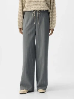Best Object Objlisa Wide Pant 4800477 Medium Grey Melange Humus Pinstripe