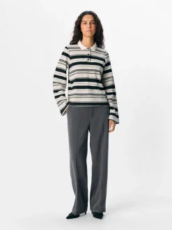 Best Object Objpollo L/S Polo Top Dfw 4828290 Light Grey Melange Black-Cd