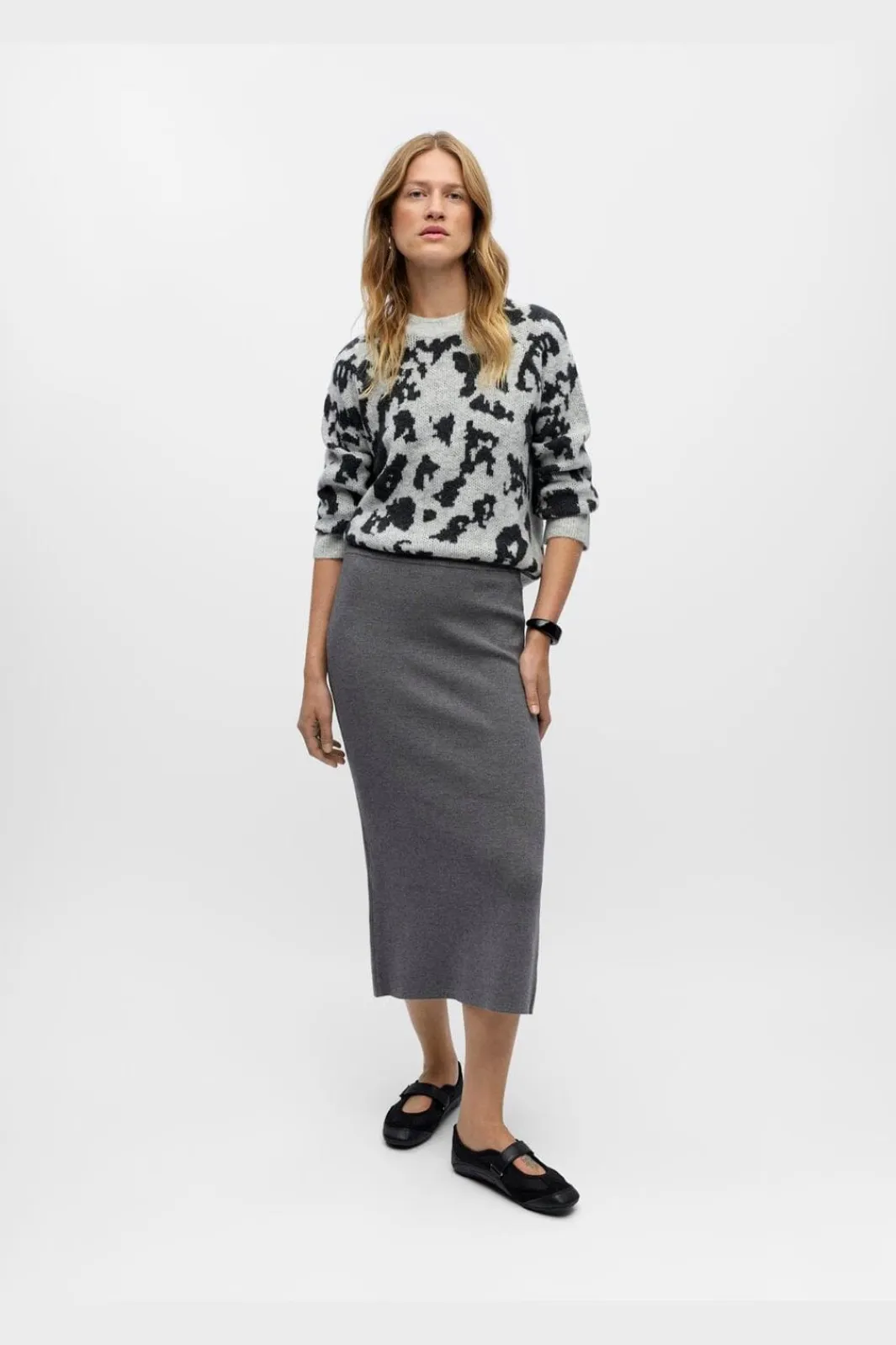 Clearance Object Objreynard Knit Skirt 4856930 Medium Grey Melange