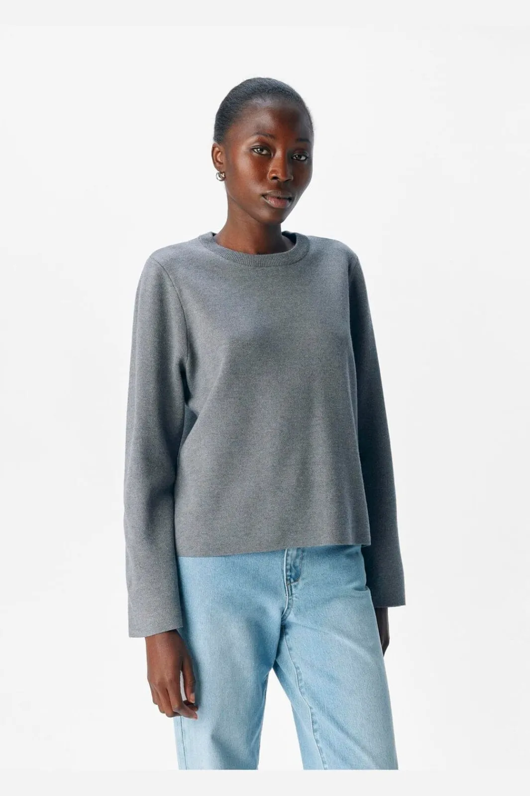 Online Object Objreynard O-Neck Pullover 4789477 Medium Grey Melange