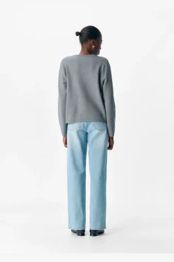Online Object Objreynard O-Neck Pullover 4789477 Medium Grey Melange