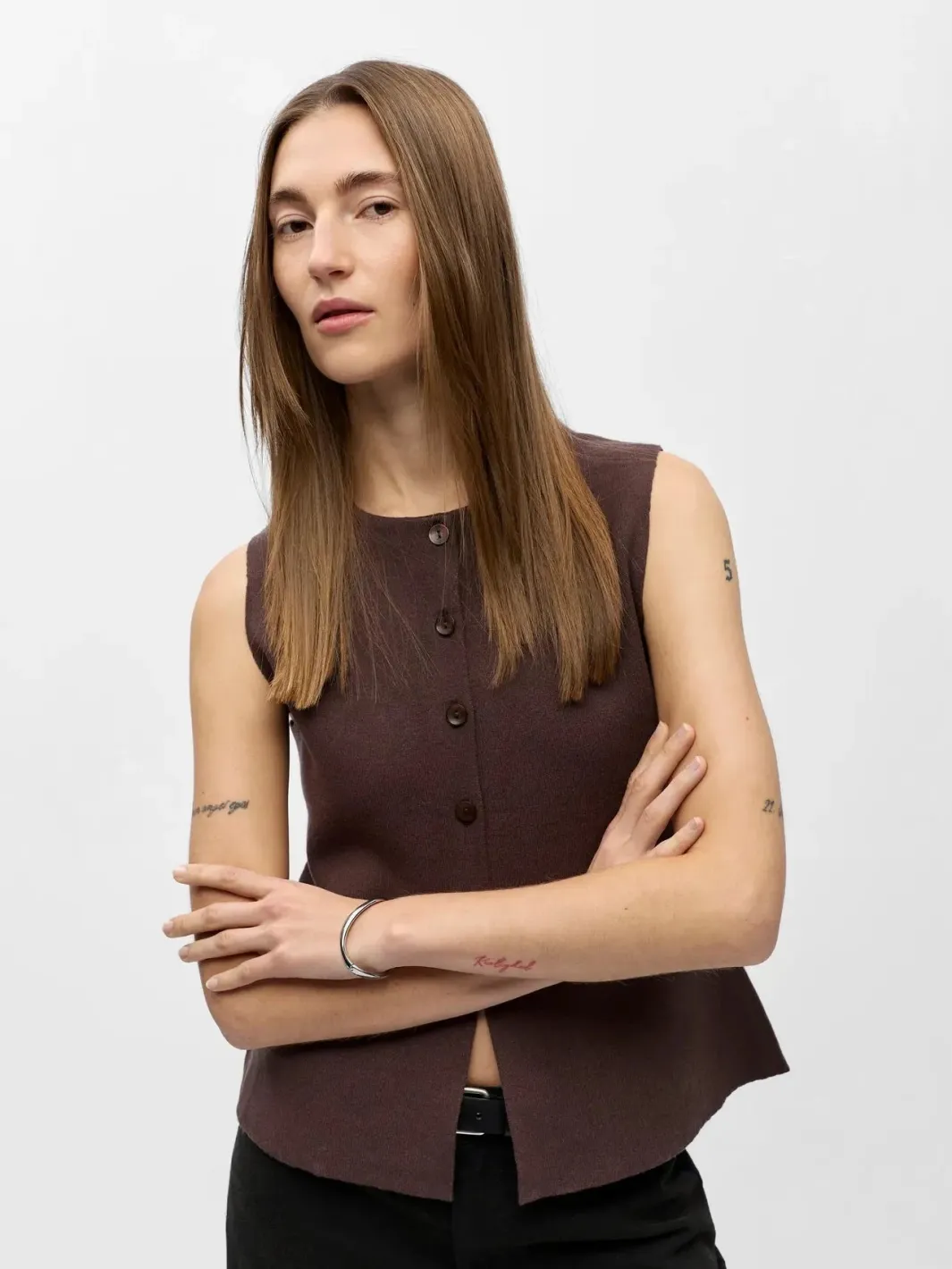 Clearance Object Objreynard Re Knit Vest 4927200 Seal Brown