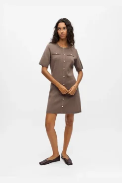 New Object Objreynard S/S Knit Re Dress 4979976 Morel Mop