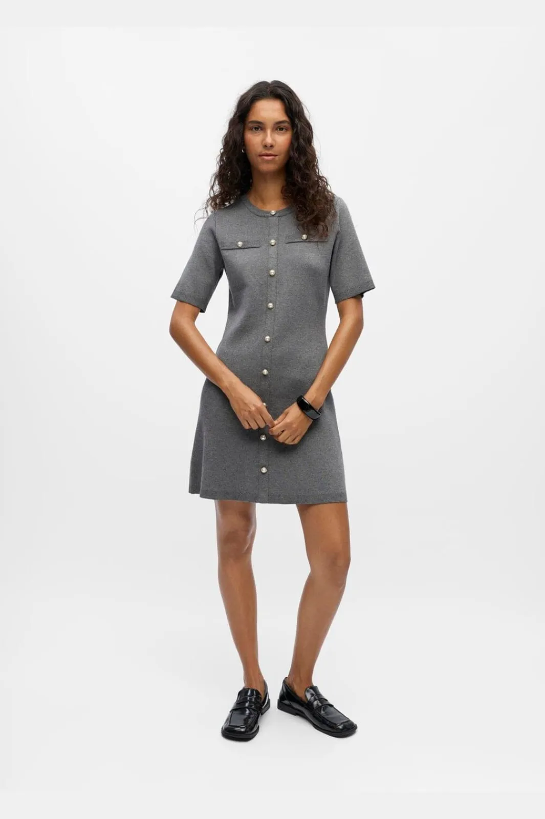Object Objreynard S/S Knit Re Dress 4979977 Medium Grey Melange Mop