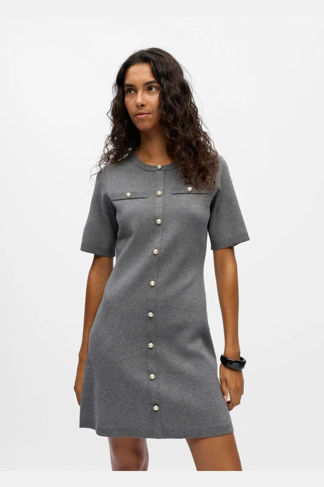 Object Objreynard S/S Knit Re Dress 4979977 Medium Grey Melange Mop