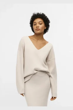 Outlet Object Objreynard V-Neck Pullover 4487646 Silver Gray