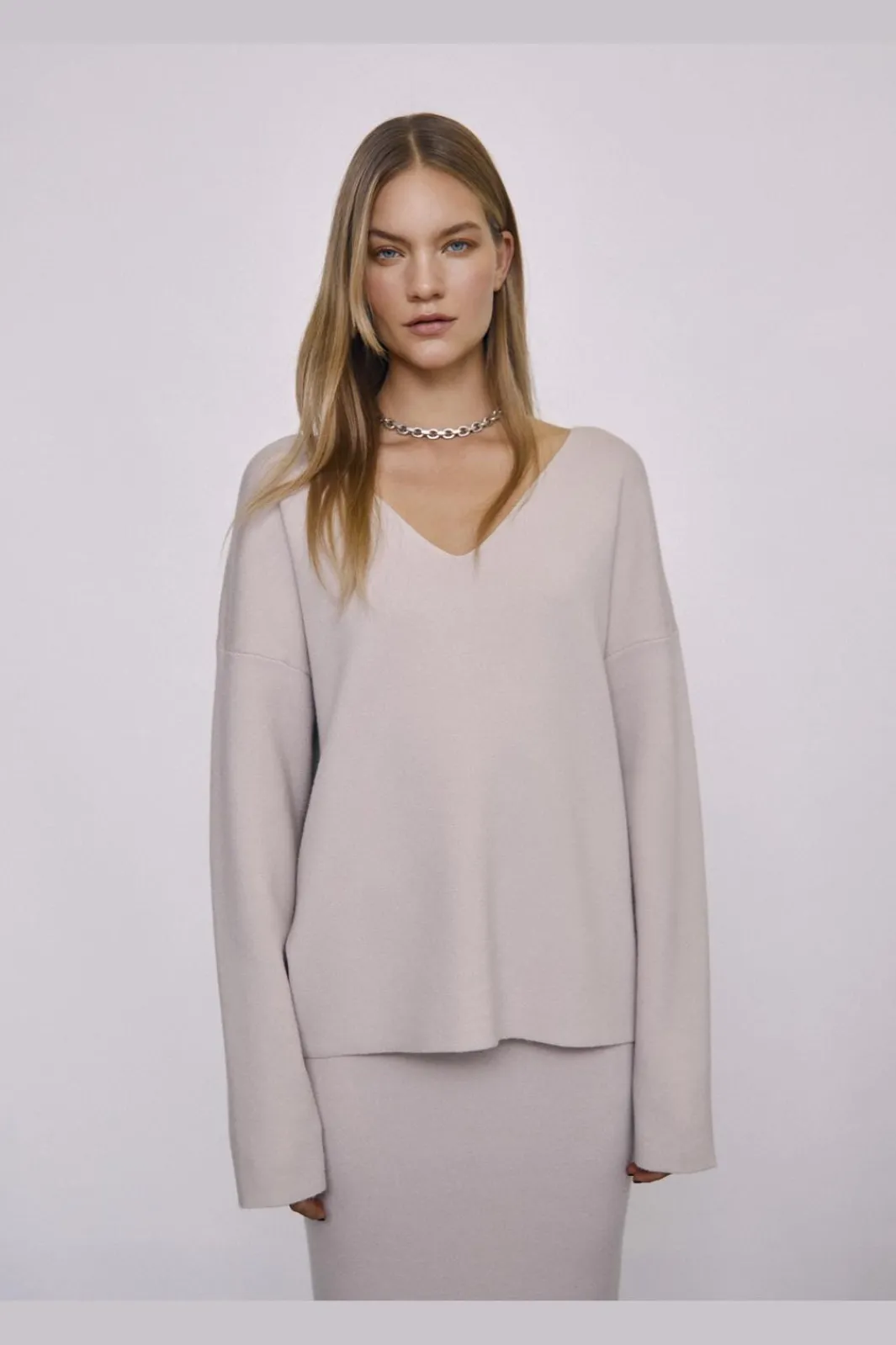 Outlet Object Objreynard V-Neck Pullover 4487646 Silver Gray