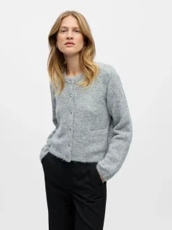 Clearance Object Objsaggia Re L/S Knit Cardigan 4859656 Medium Grey Melange
