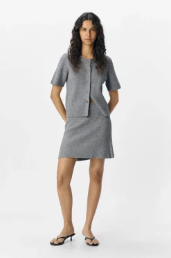 Online Object Objviola Re Short Knit Skirt 4789501 Medium Grey Melange