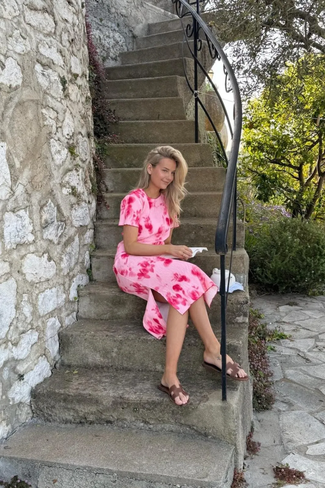 Best BYIC Odaic Ss Dress A23834 Abstract Pink Flower Print