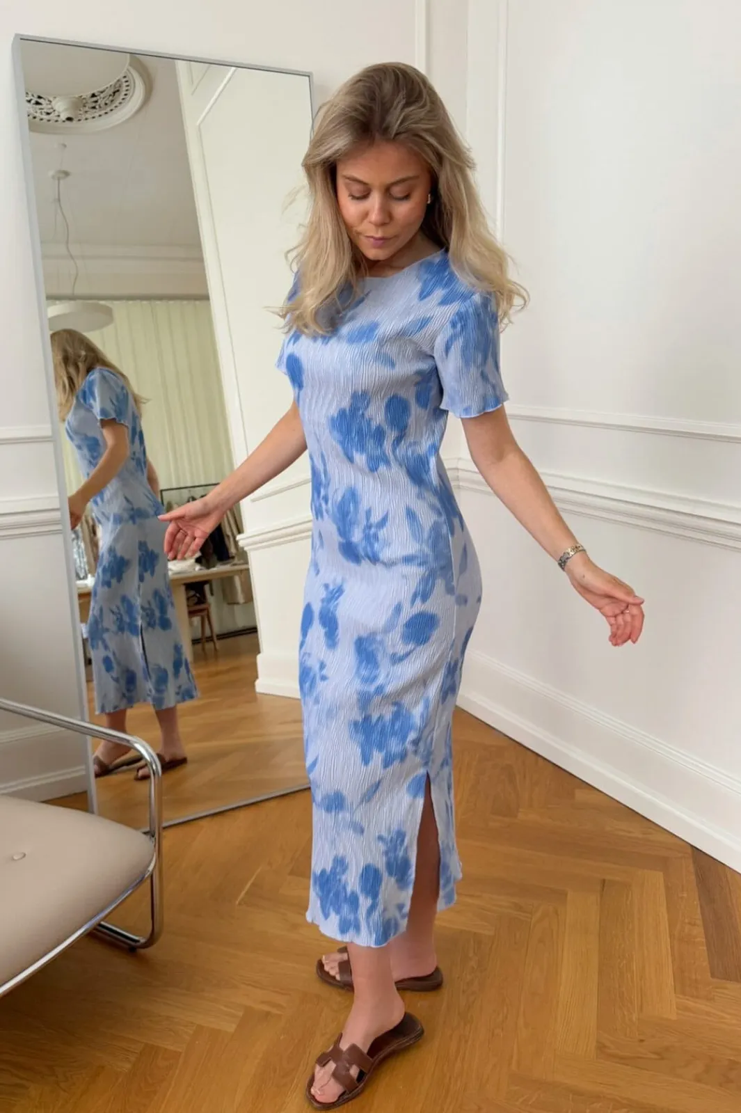 Clearance BYIC Odaic Ss Dress A23834 Abstract Blue Flower Print