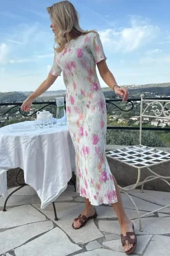 BYIC Odaic Ss Dress A23834 Pink Flower Blush Print
