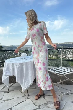 BYIC Odaic Ss Dress A23834 Pink Flower Blush Print