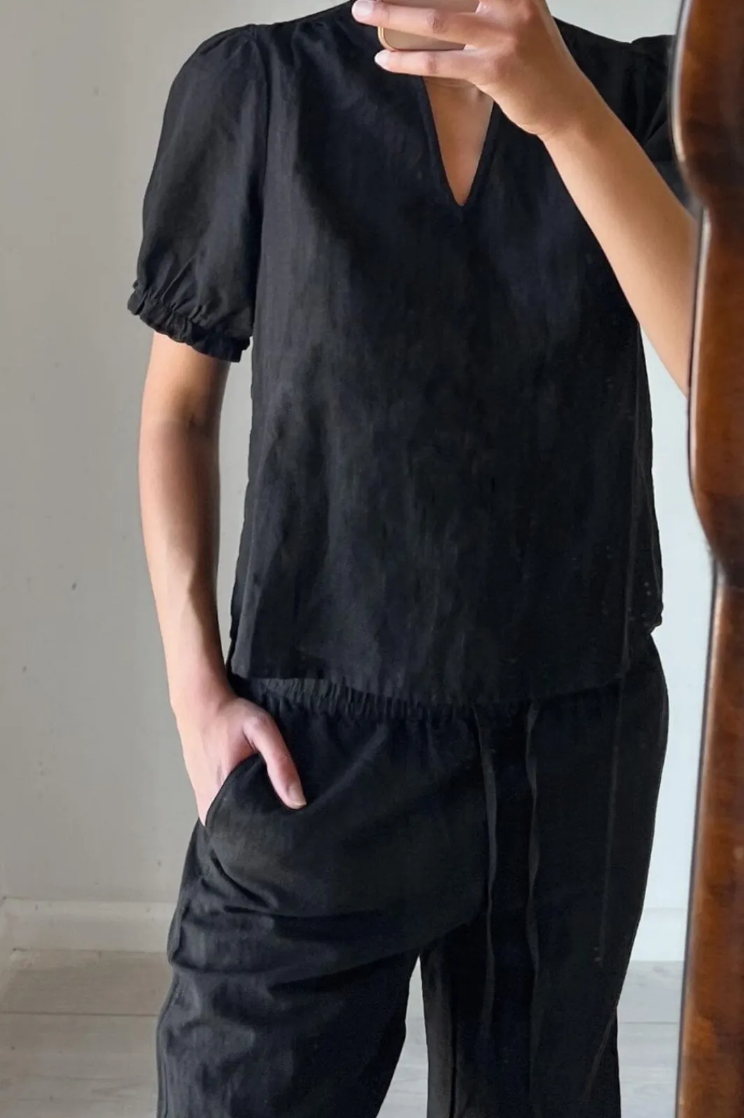 Best Neo Noir Odesa Linen Blouse Black