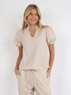 Clearance Neo Noir Odesa Linen Blouse Sand