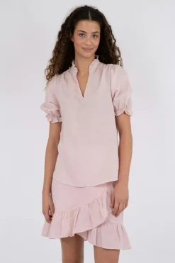 Discount Neo Noir Odesa Linen Blouse Rose Smoke