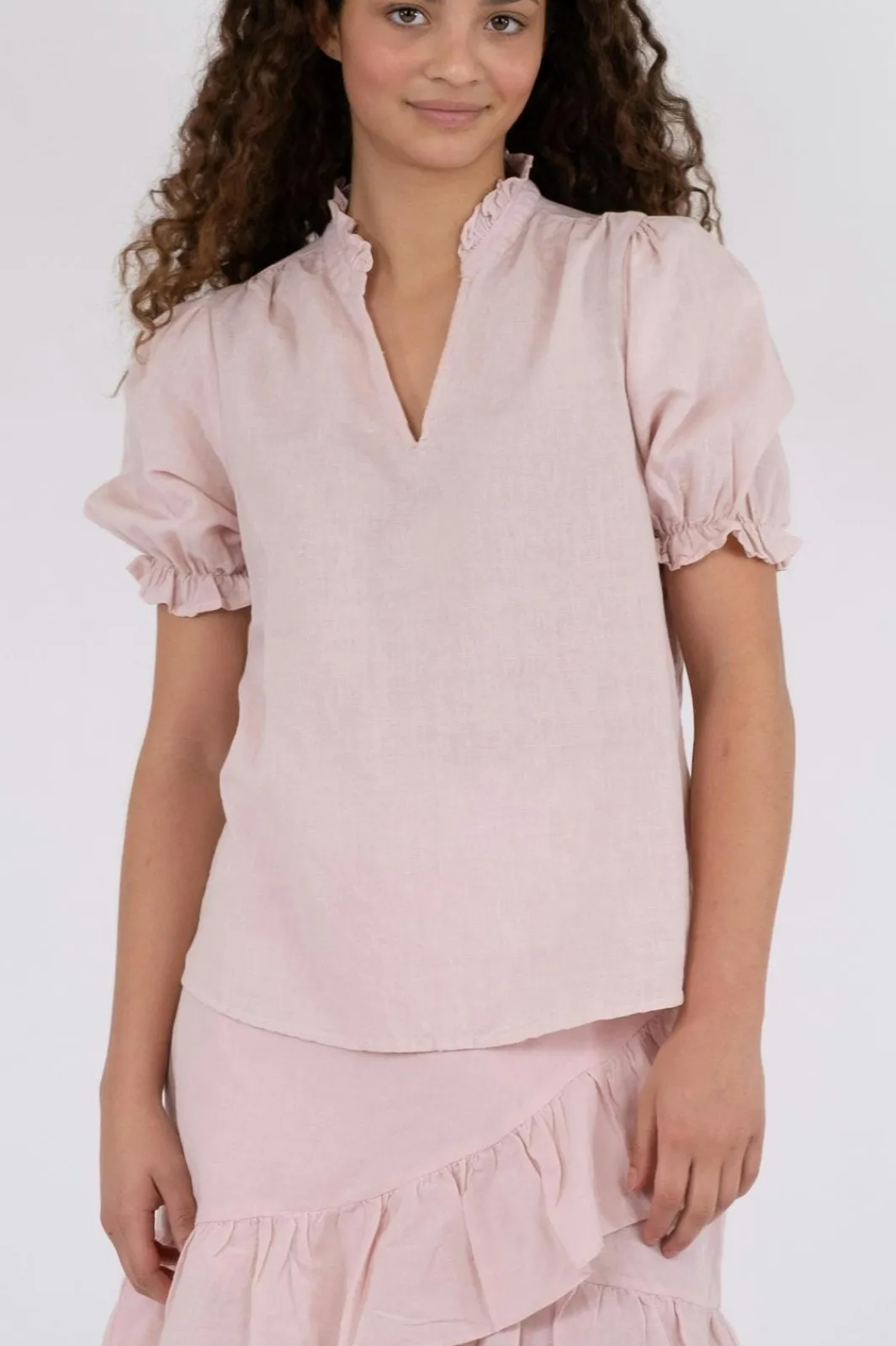 Discount Neo Noir Odesa Linen Blouse Rose Smoke