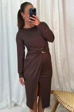 Clearance A-bee Odette Dress Dark Brown