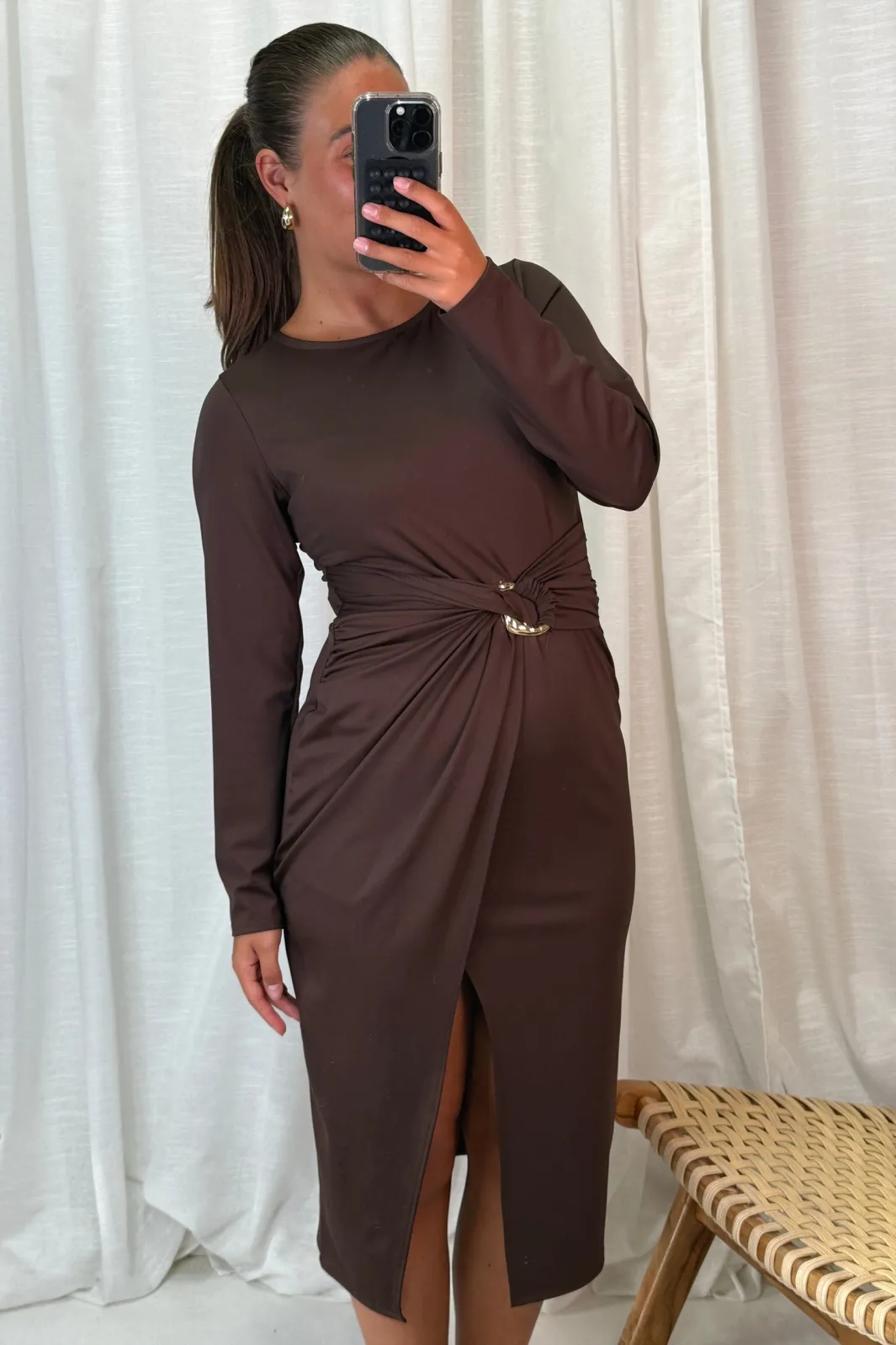 Clearance A-bee Odette Dress Dark Brown