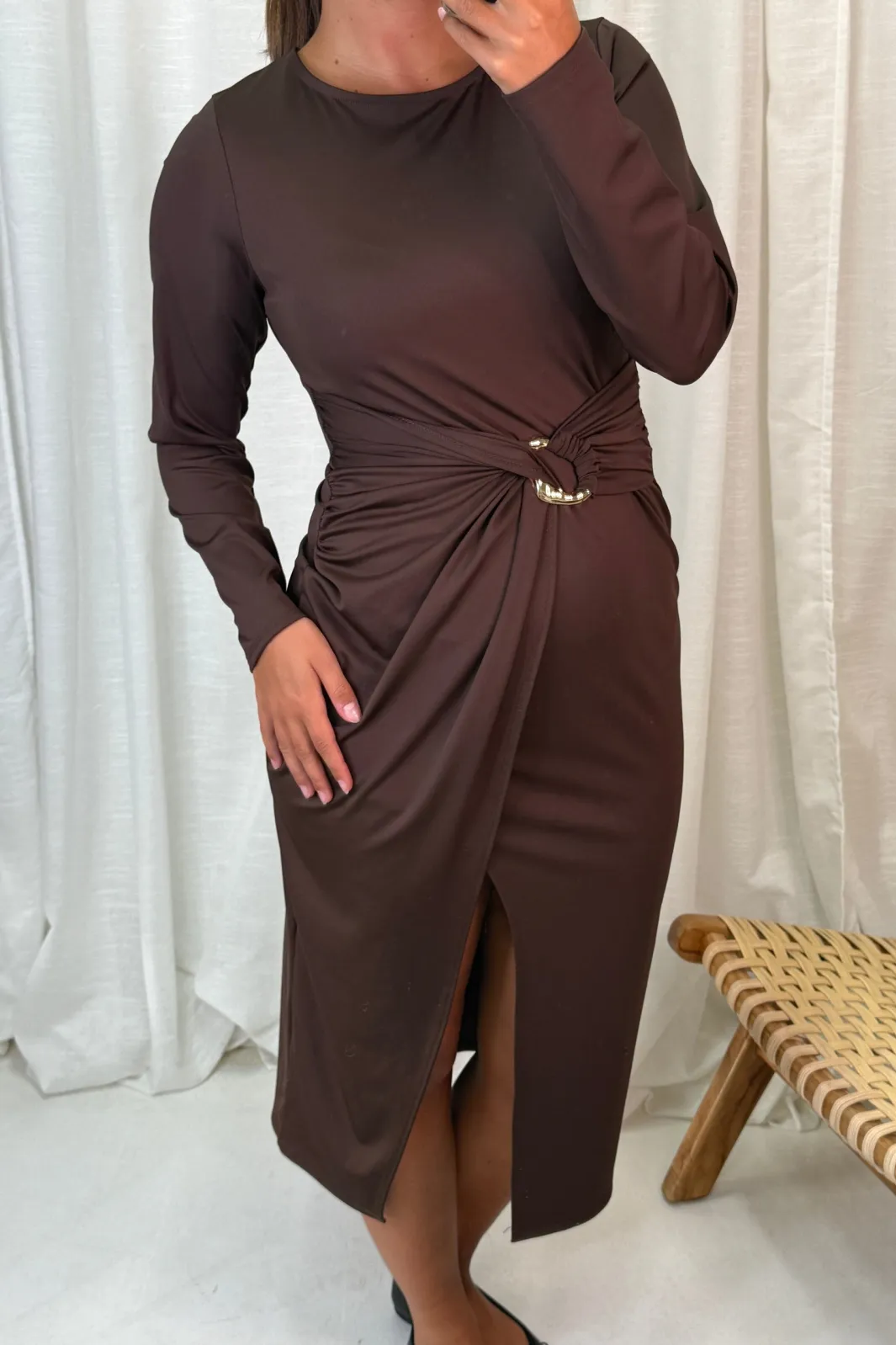 Clearance A-bee Odette Dress Dark Brown