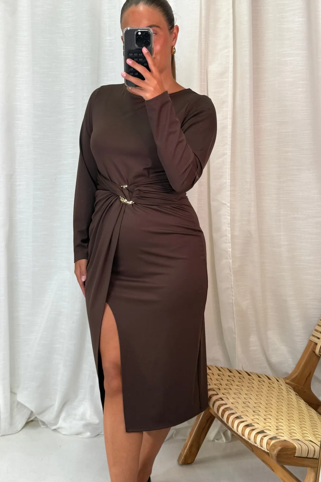 Clearance A-bee Odette Dress Dark Brown