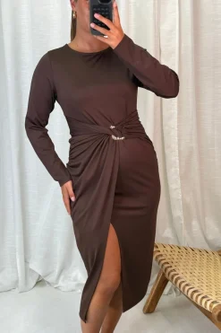 Clearance A-bee Odette Dress Dark Brown