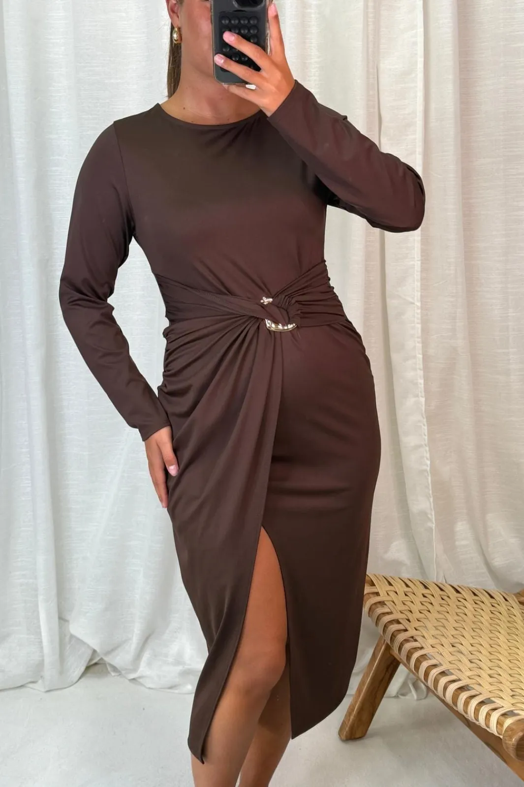 Clearance A-bee Odette Dress Dark Brown