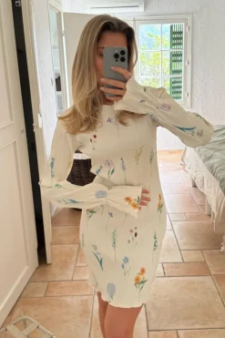 BYIC Odineic Dress A23833 Off White Flower Print