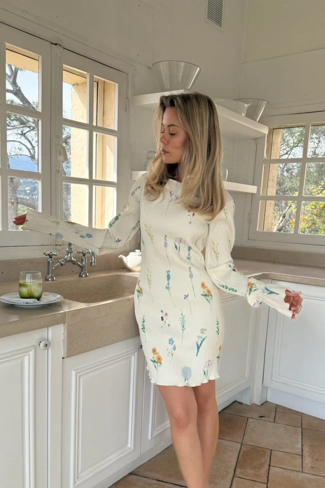 BYIC Odineic Dress A23833 Off White Flower Print