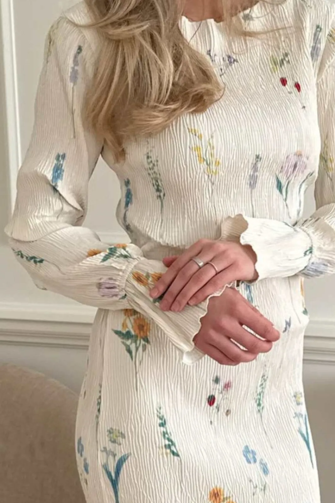 BYIC Odineic Dress A23833 Off White Flower Print
