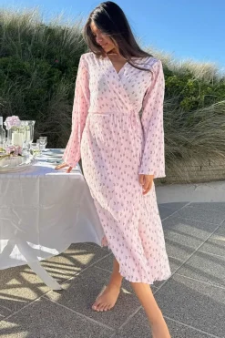 New BYIC Ofeliaic Long Wrap Dress A23640 Pink
