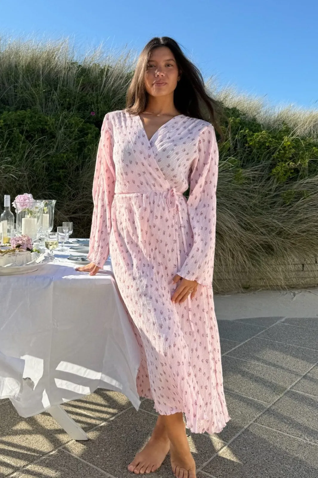 New BYIC Ofeliaic Long Wrap Dress A23640 Pink