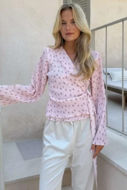 Best BYIC Ofeliaic Wrap Shirt A23939 Pink