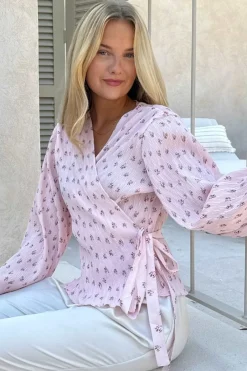 Best BYIC Ofeliaic Wrap Shirt A23939 Pink