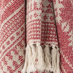 Outlet Bloomingville Oia Plaid, Rød, Genanvendt Bomuld 82066518 Red