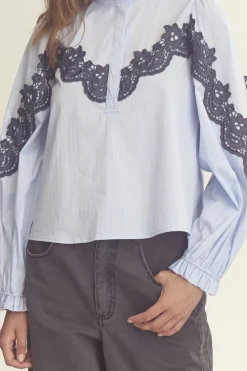 Discount Gossia Olinego Blouse G2730 Blue Striped