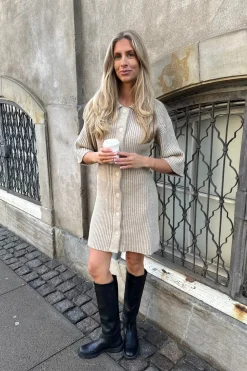 Clearance BYIC Oliviaic Knit Dress 1199 Ribbed Beige
