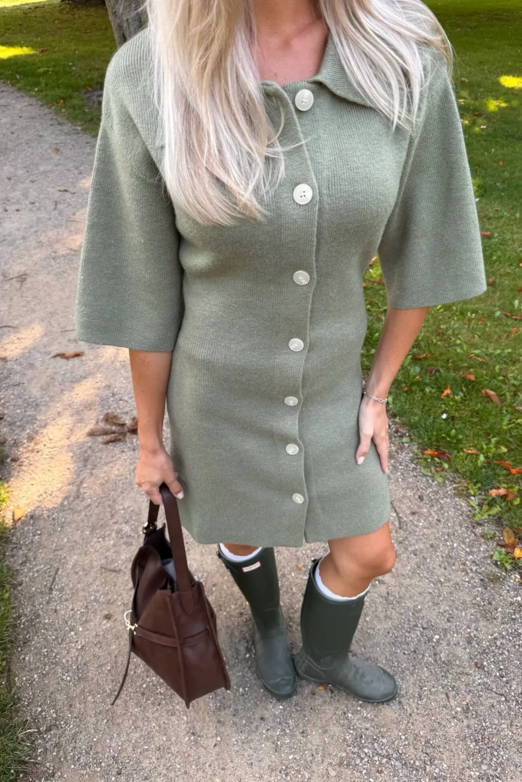 Clearance BYIC Oliviaic Knit Dress H105-1 Army Green