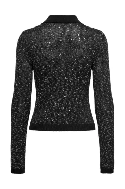Online Only Onlabby Ls Polo Sequins Cardigan Knt 4958262 Black Silver Sequins