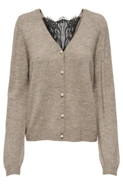 Only Onladele Ls Lace Mix Revers Cardi Cc Knt 4852394 Fungi Melange/Black Lace
