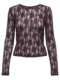 Best Only Onlalba L/S Lace Top 4907618 Decadent Chocolate