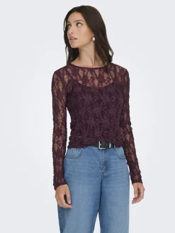 Best Only Onlalba L/S Lace Top 4907618 Decadent Chocolate
