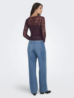 Best Only Onlalba L/S Lace Top 4907618 Decadent Chocolate
