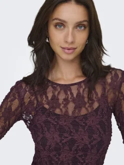 Best Only Onlalba L/S Lace Top 4907618 Decadent Chocolate