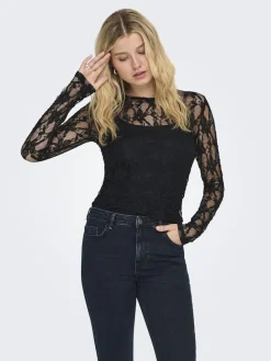 New Only Onlalba L/S Lace Top 4957026 Black