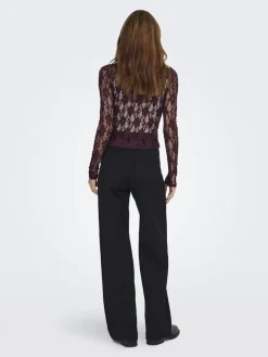 New Only Onlalba L/S V-Neck Lace Top 4907612 Decadent Chocolate